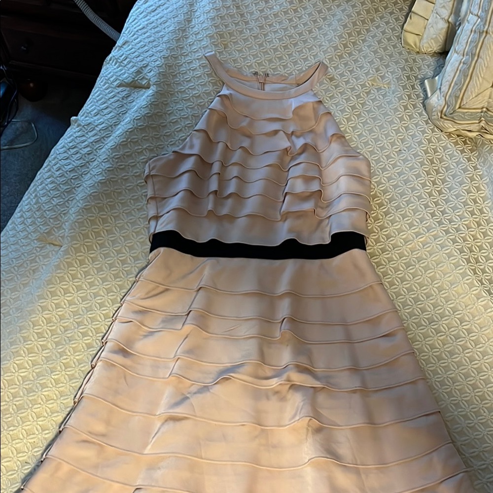 Elegant Sleeveless Dress with Black Accent
